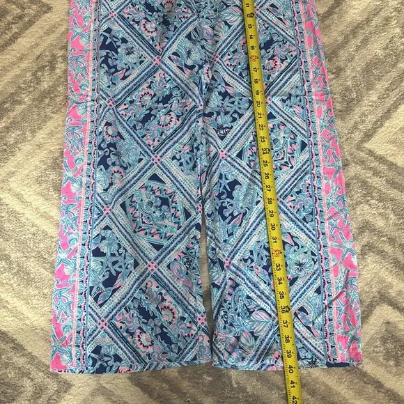 Lilly Pulitzer Bal Harbour Zanzibar Blue Mid-Rise Palazzo Flowy Pants XL beach - Picture 7 of 10